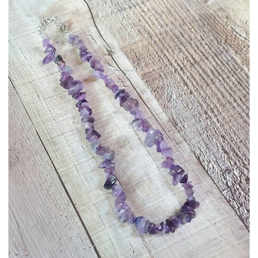 Amethyst Necklace 16 inch Crystal Necklace Natural Stone